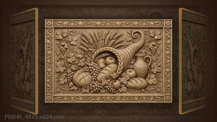 Abundant harvest golden wheat grapes 3d STL model