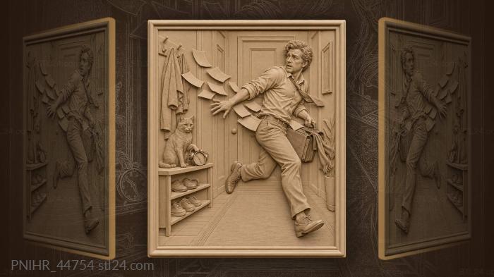 Rushing man with scattered papers 3d STL model
