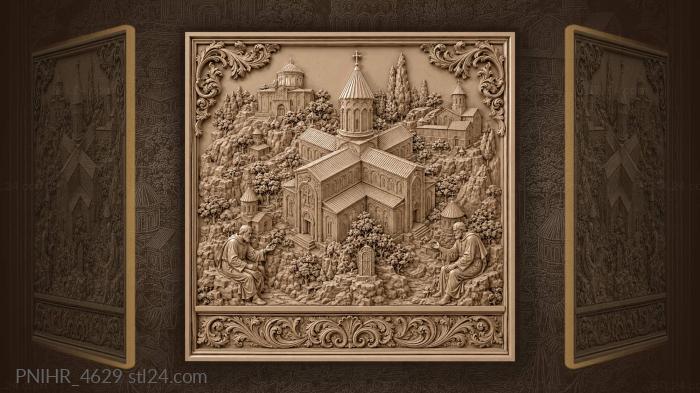 Ancient church among rocky hills 3d STL model
