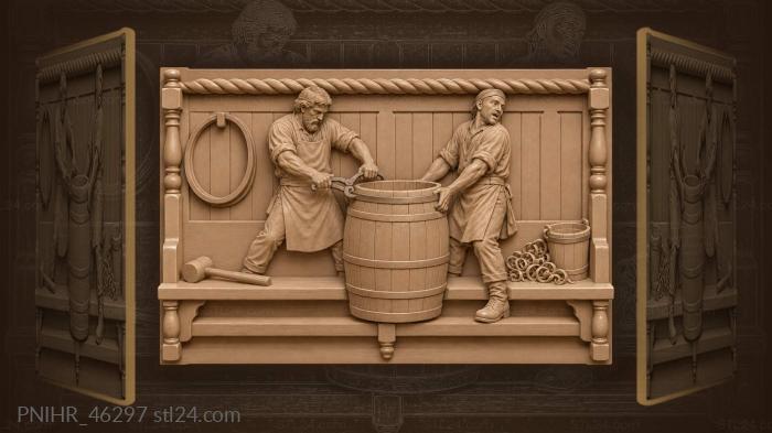 Paired coopers raise a barrel together 3d STL model