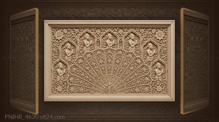Fan of rays above praying figures 3d STL model