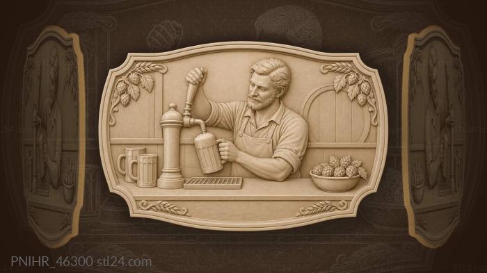 Foam crowns the mug as barman pours 3d STL model
