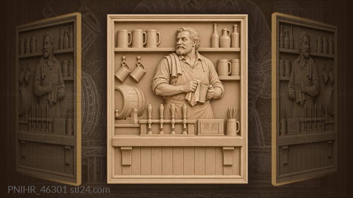 Tavern keeper with mug and taps 3d STL model