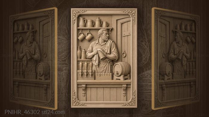 Tavern keeper with full mugs always 3d STL model