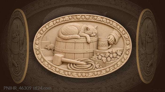 Sleepy cat lets the cellar mouse escape 3d STL model