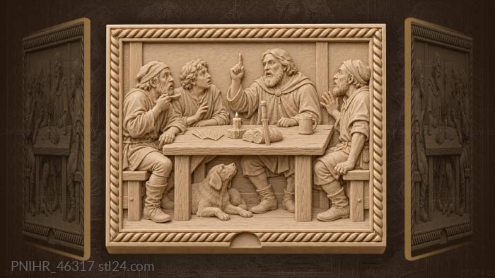 Storyteller captivating attentive company around table 3d STL model