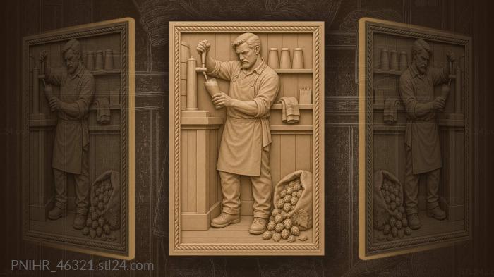 Bartender pouring perfect pint of beer 3d STL model