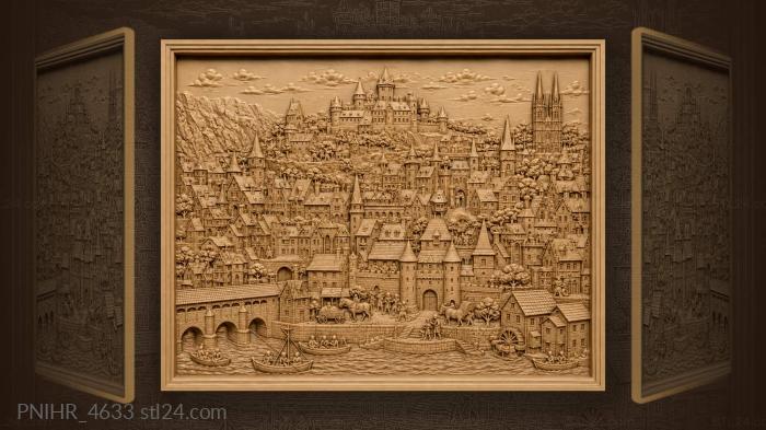 Crowded rooftops of the old town 3d STL model