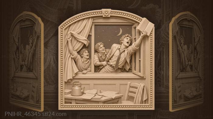 Students shout from dormitory window at night 3d STL model