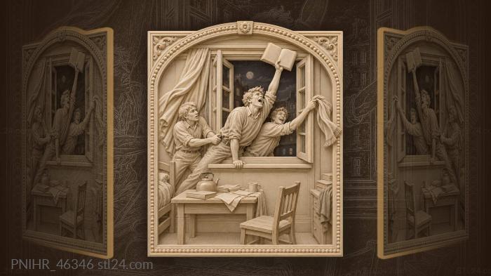Dormmates call for luck through open window 3d STL model