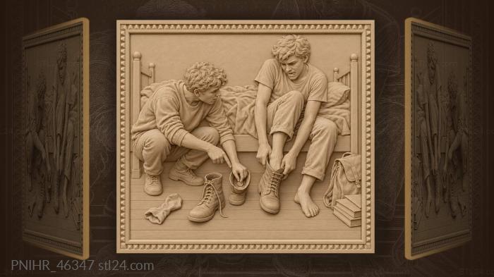 Student pulling on boot friend warns 3d STL model
