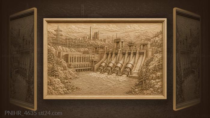 Hydroelectric station industrial landscape power 3d STL model