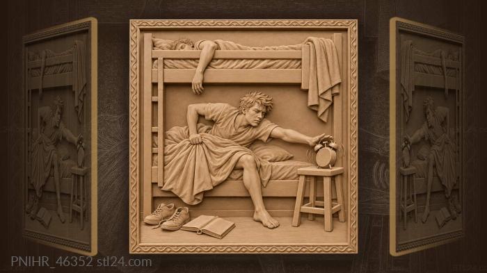 Morning rush sleepy student alarm 3d STL model