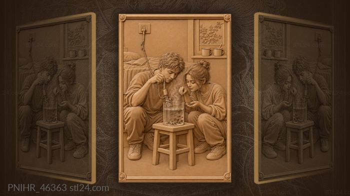 Tea brewing clandestine student moment 3d STL model
