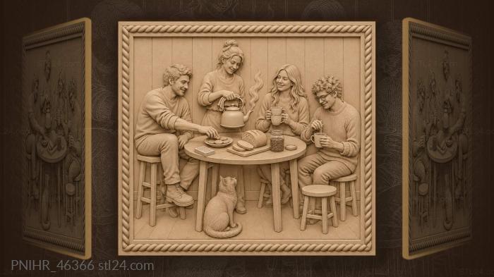 Four housemates strengthen friendship over one kettle 3d STL model