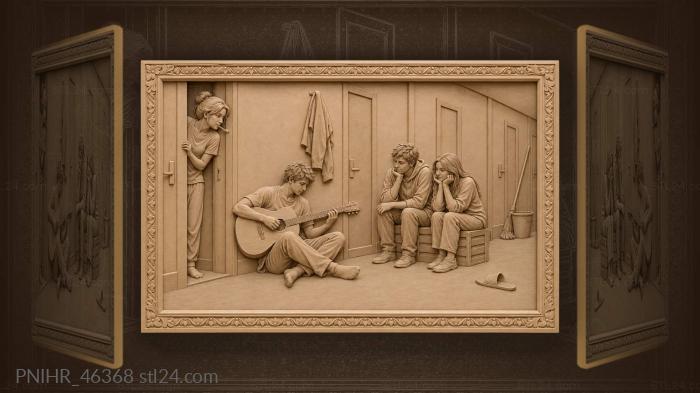 Corridor guitarist rallies sleepy neighbors 3d STL model
