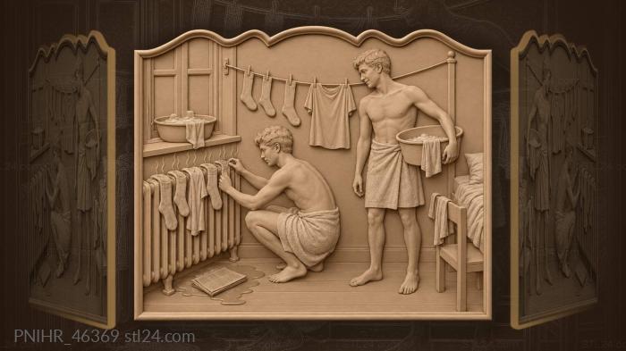 Student laundry day radiator scene 3d STL model