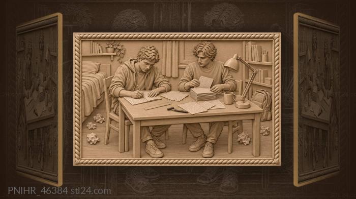 Students copying exam answers secretly 3d STL model