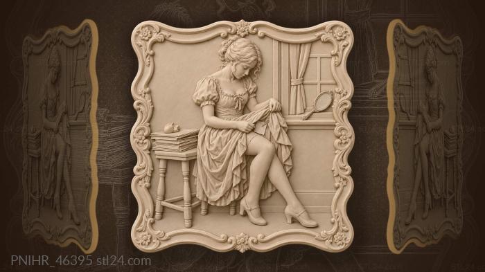 Girl studying by the window 3d STL model