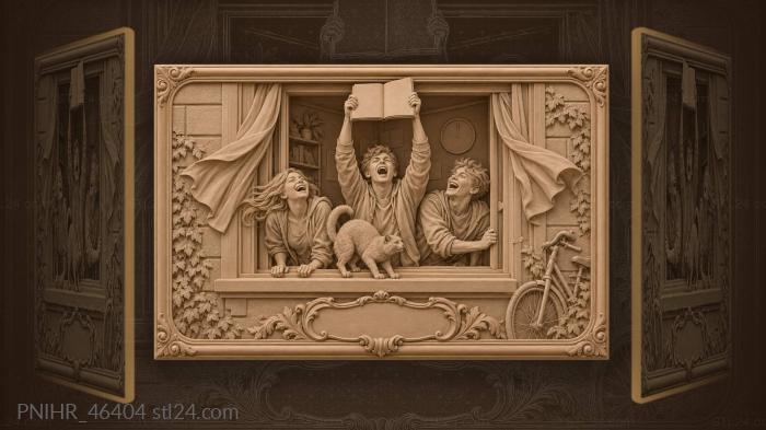 Midnight scholars and a watchful cat 3d STL model