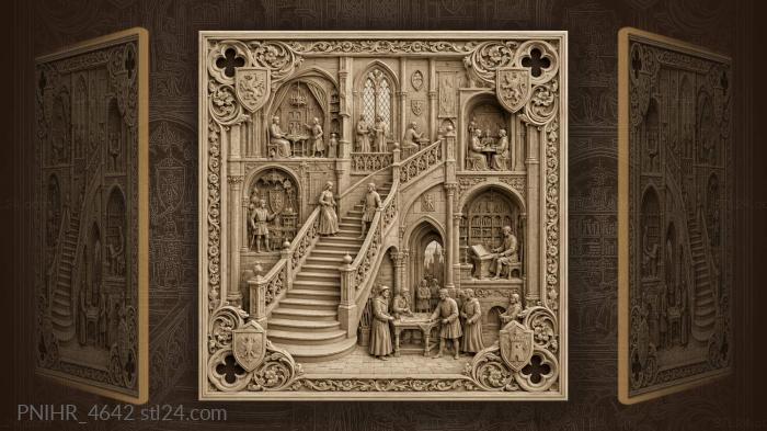 Medieval castle life bustling interiors 3d STL model