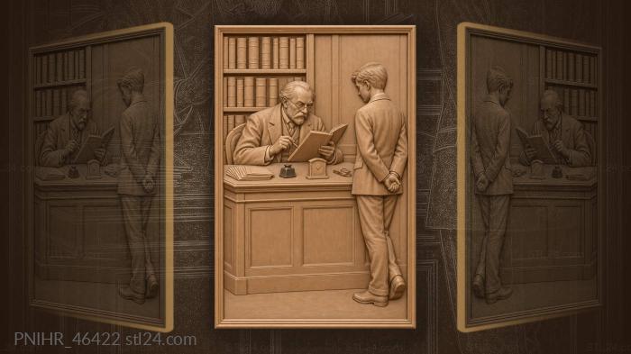 Examiner checks the record book by clock 3d STL model