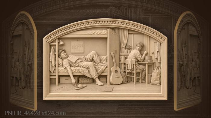 Roommate cooks beside the slumbering student 3d STL model