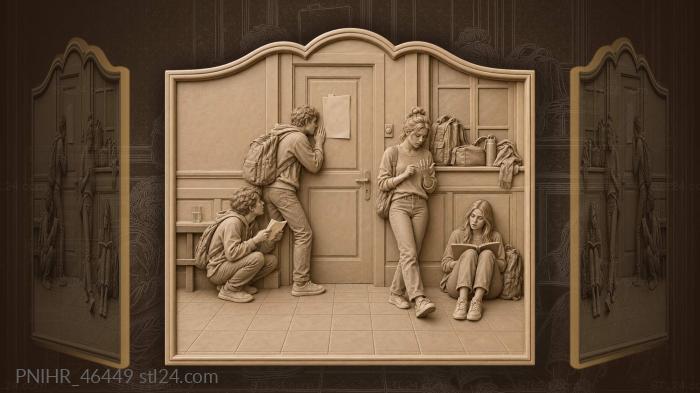 Classmates whisper answers outside the exam room 3d STL model