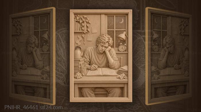 Late night study session student 3d STL model