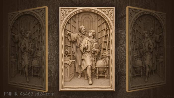 Student enters ancient library knowledge 3d STL model