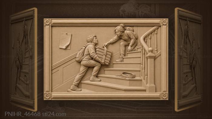 Classmate reaches down as the student climbs 3d STL model