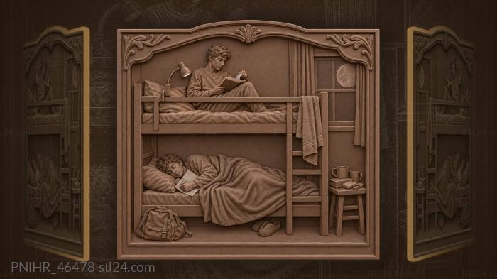 Roommate sleeps while student turns pages 3d STL model