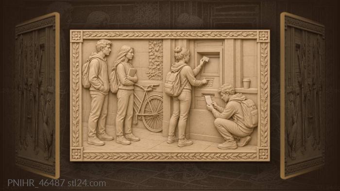 Students at the cash machine 3d STL model