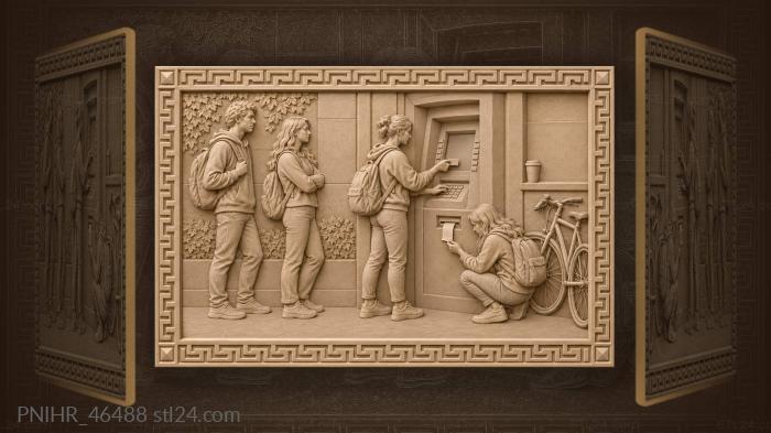 Student withdrawing cash from atm 3d STL model