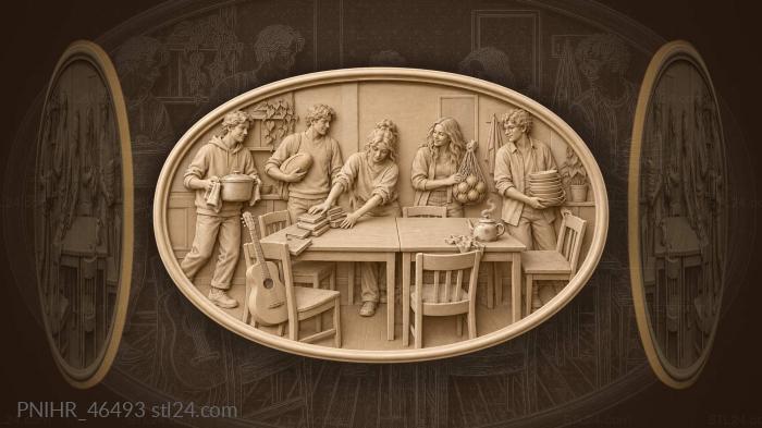 Students sharing a meal together 3d STL model