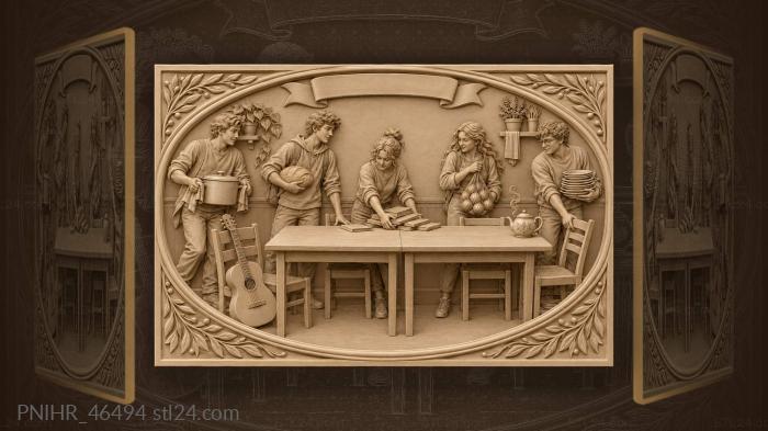 Students sharing a communal meal 3d STL model