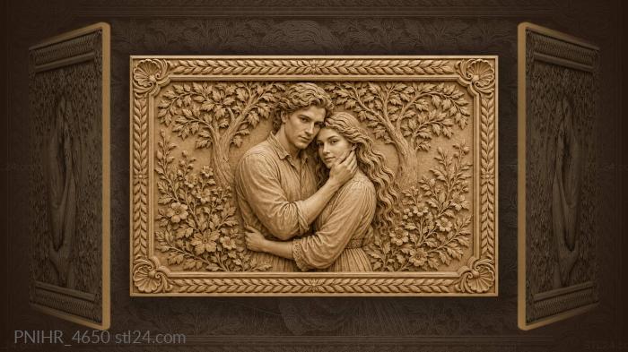 Loving couple under leafy tree 3d STL model