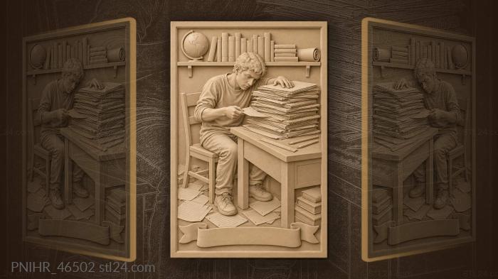 Student overwhelmed by endless studies 3d STL model