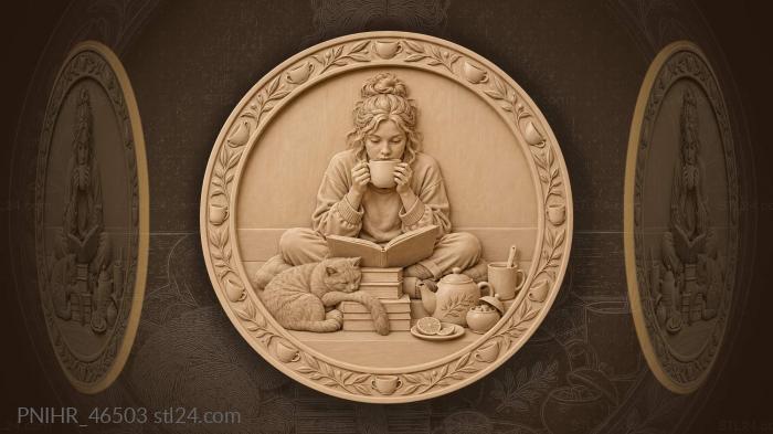 Cozy tea time with a cat 3d STL model