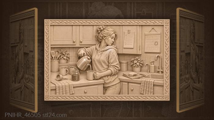 Coffee break student kitchen scene 3d STL model