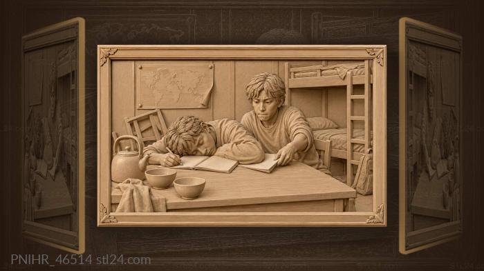 Companions share supper at the table 3d STL model