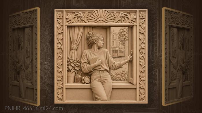 Student at the window tram view 3d STL model