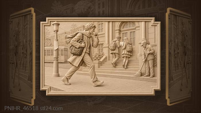 Latecomer races toward the institute doors 3d STL model