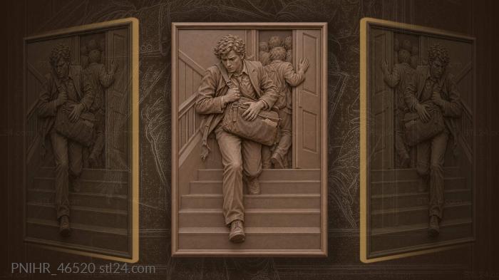 Student rushing down stairs late 3d STL model