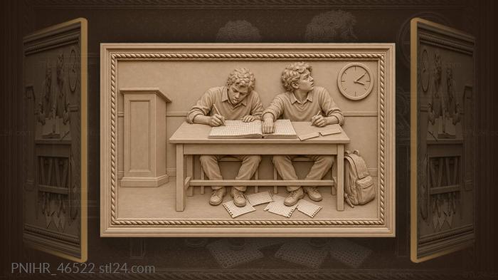 School lesson diligent students time passing 3d STL model