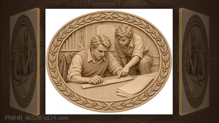 Calculating student with attentive classmate 3d STL model