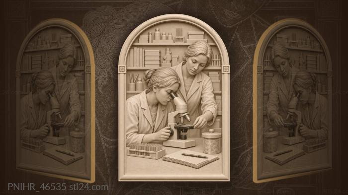 Student at the microscope lab research 3d STL model