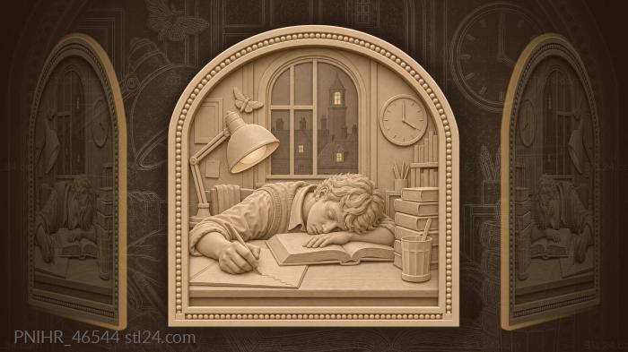 Sleepless night study scene 3d STL model