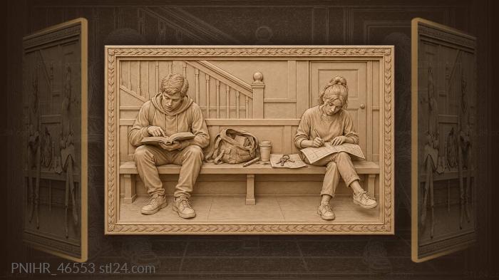 Classmates spend the final hour before examination 3d STL model