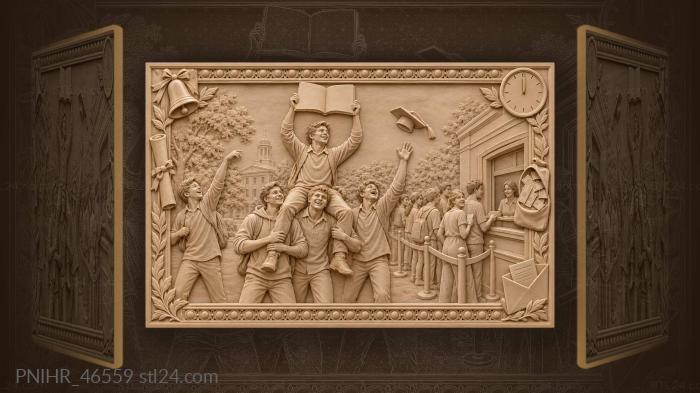 Graduation triumph joyful friends celebration 3d STL model